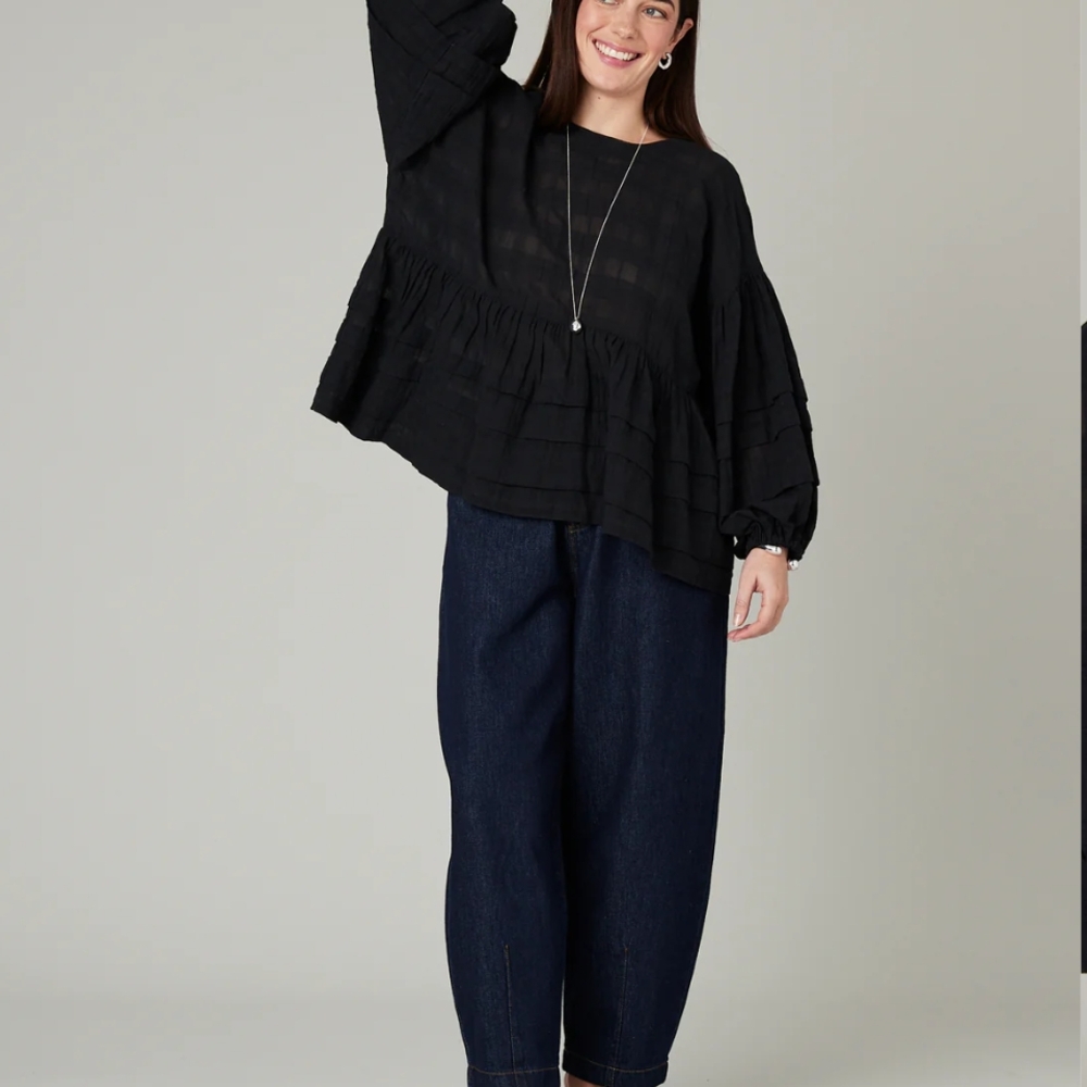 Beyond Nine Simone Black Cotton Top, Size L/XL - Picture 9 of 13